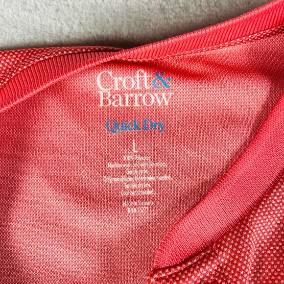 Croft and Borrow Polo Shirt Men's Large Pink Quick Dry Performance Lightweight - Picture 6 of 10